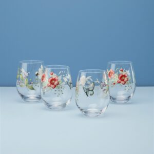 Butterfly Meadow Stemless Wine Glasses - Set Of 4