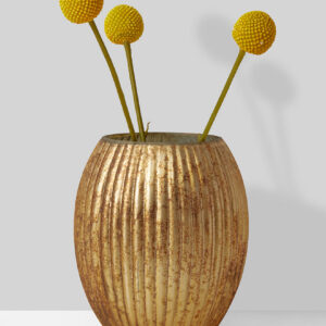 6in Tall Pleated Amber Glass Vase