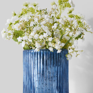 6in Tall Antique Blue Ripple Glass Vase