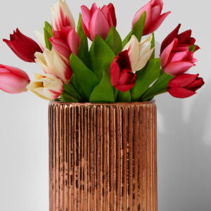 6in Tall Antique Copper Ripple Glass Vase