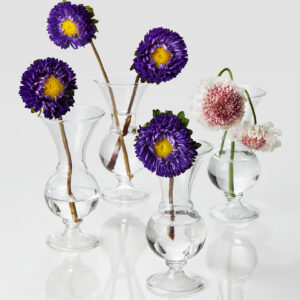 5in Tall Clear Glass Trumpet Bud Vase, Set of 4