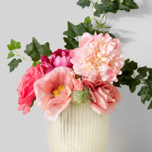 6.75in Tall Ribbed White Frost Glass Vase