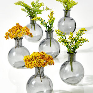 4in Tall Smoke Ball Glass Bud Vases, Set of 6