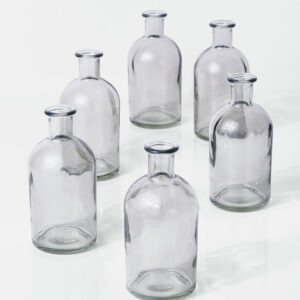 5.25in Tall Smoke Medicine Bottle Glass Bud Vase, Set of 6